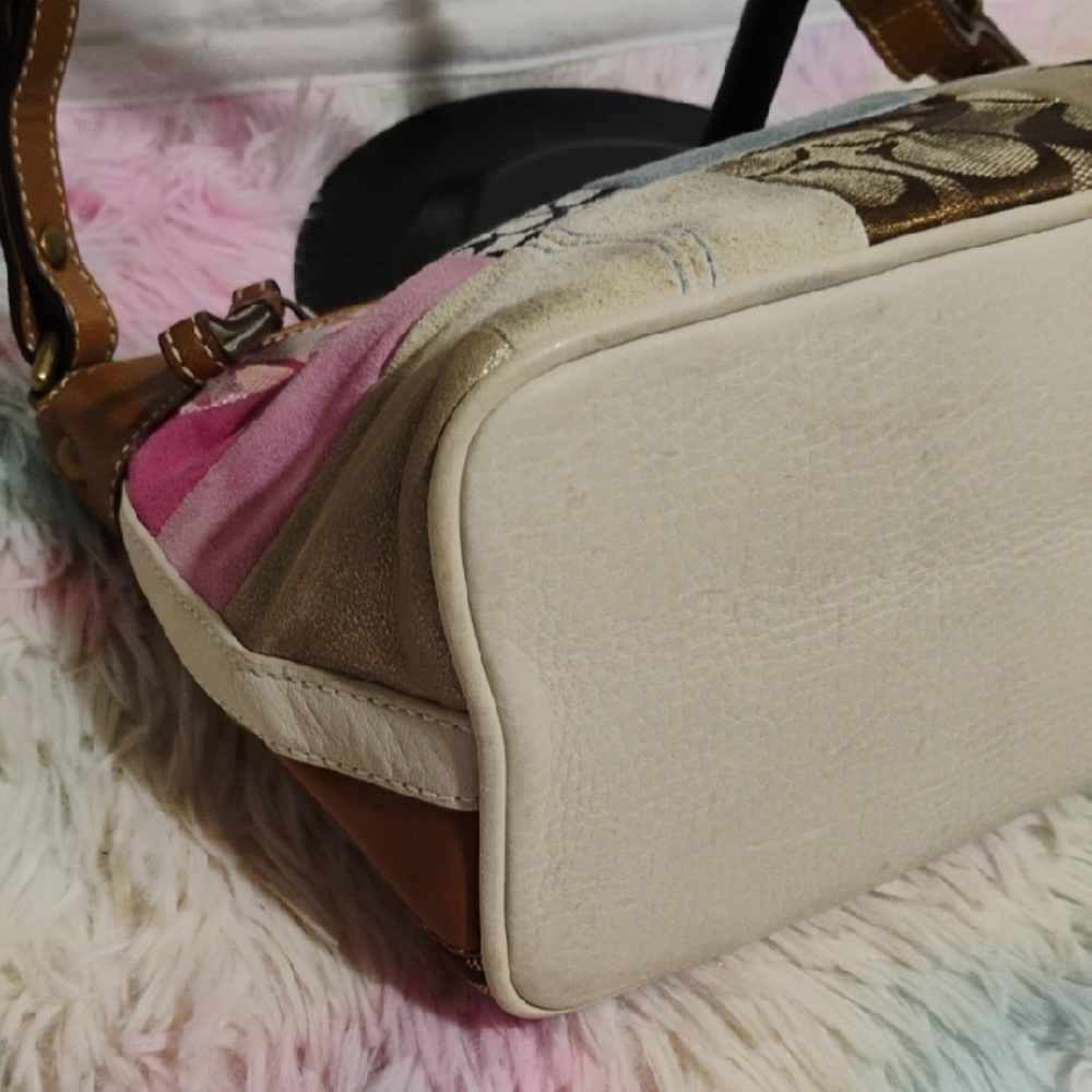 SALE! Authentic Coach Pastel Patchwork Small Vintage Y2K Shoulder Bag W Hangtag - Picture 7 of 16